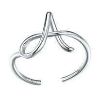 U7 Sterling Silver Ring for Women Adjustable Initial Rings Letter Jewelry Gifts for Mom Daughter