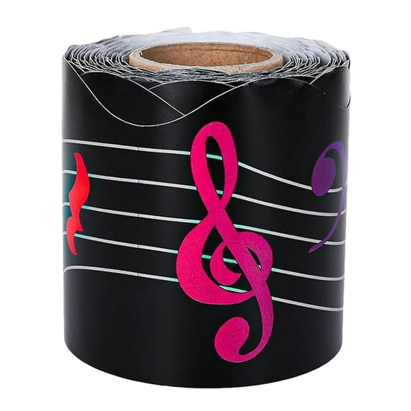 1 Roll Music Theme Border Sticker for Classroom Bulletin Board DIY Chalkboard Decorations Music Theme Trim for School and Home Use