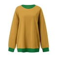 thumbnail image 4 of miqiqism Women Color Block Pullover Sweater Trendy Fall Lightweight Long Puff Sleeves Sweatshirts Junioprs Outerwear Loose Fit Tunic Sweatshirts,Yellow,XX-Large, 4 of 4