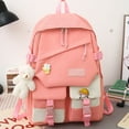 thumbnail image 1 of 5 Pcs Campus Bag with Pencil Case Canvas Rucksack Waterproof for Traveling Work, 1 of 9