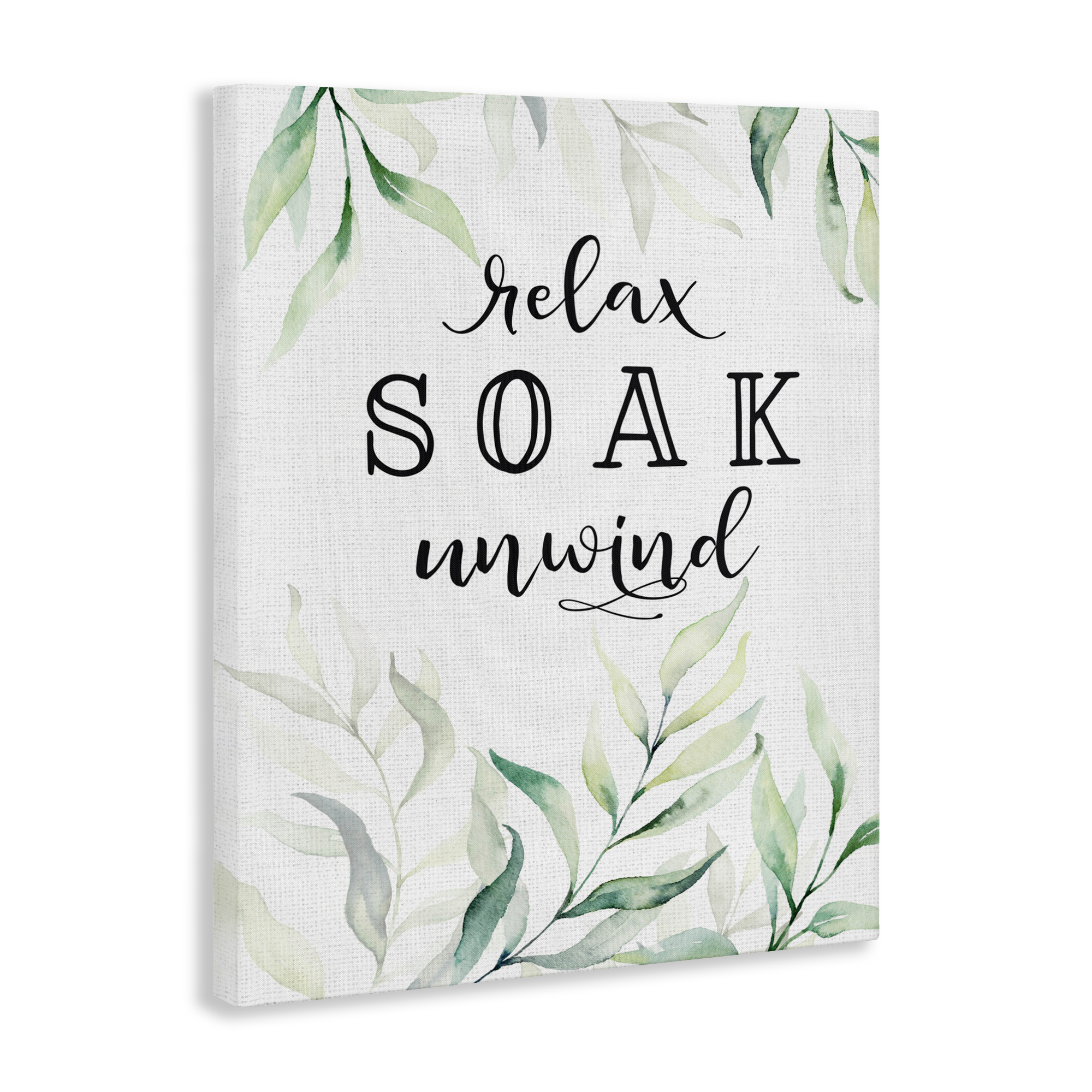 Soak & Unwind with Leaves Canvas Wall Art, design by Lettered and Lined