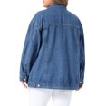 thumbnail image 3 of Agnes Orinda Women's Plus Size Denim Jacket Button Down Lapel Long Sleeve Coat Boyfriend Casual Jean Jackets 4X Blue, 3 of 6