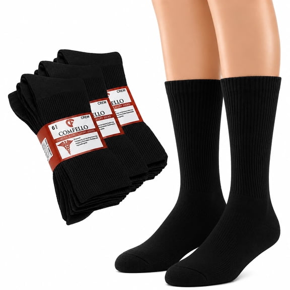 Comfello Diabetic Quarter Socks for Men & Women Non Binding Seamless Extra Wide Socks 6 Pairs