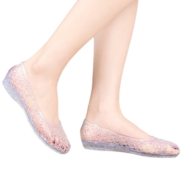 Breathable Openwork Sandals for Women Crystal Mesh Slip On Flat Shoe Comfortable Supportive Low Heel Beach Footwear