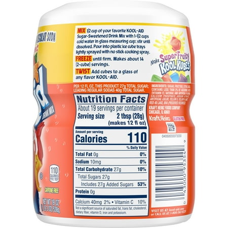 Kool-Aid Sugar-Sweetened Orange Artificially Flavored Powdered Soft Drink Mix, 19 oz Canister