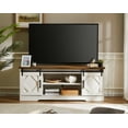 thumbnail image 2 of Wampat Modern Farmhouse Sliding Barn Door TV Stand for TVs up to 65" with Adjustable Shelf, Rustic White, 59 Inch, 2 of 7