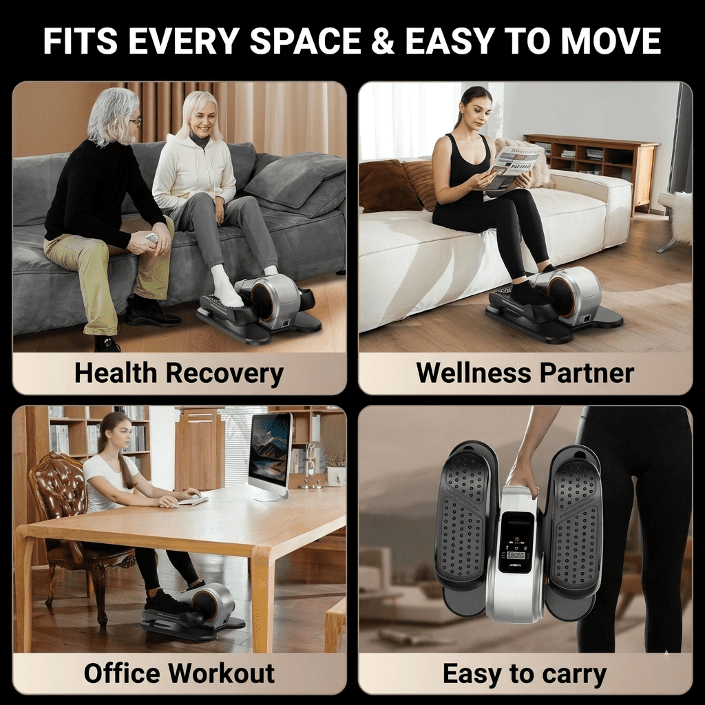 HARISON Mini Elliptical Machine for Seniors, Under Desk Elliptical Machine with Remote Control, Seated Mini Elliptical Trainer with 12-Level Magnetic Resistance