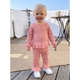 thumbnail image 4 of RUINIXCW Toddler Baby Girls Fall Outfit Fashion Floral Print Long Sleeve Ribbed Tops with Pants 2Pcs Set, 4 of 9