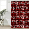 thumbnail image 3 of Christmas Shower Curtain Snowflake Snowy Shower Curtains for Bathroom Decor Red Buffalo Plaid for Christmas Decoration Bath Curtains Sets with Hooks Waterproof 72" W x 72" L, 3 of 6