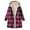 Hot Pink, variant on Women's Hooded Plaid Fleece Front Zip Sherpa Liner Long Cardigan Thermal Casual Winter Outwera With Pockets (XL, Hot Pink)