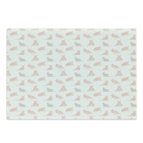 Kangaroo Cutting Board, Nursery Concept Raining Heart over Fluffy Mother and Baby Animals, Decorative Tempered Glass Cutting and Serving Board, in 3 Sizes, by Ambesonne