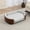Gray+Walnut, variant on Pefilos 38" Pet Sofa for Indoors Dogs, Cat and Dog Bed with Solid Wood Legs and Black Bent Wood Back, Cashmere Cushion, Blue