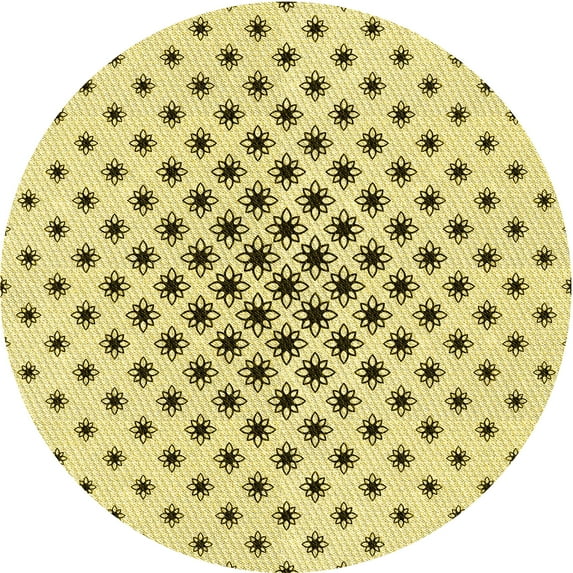 Ahgly Company Indoor Square Patterned Sun Yellow Area Rugs, 3' Square