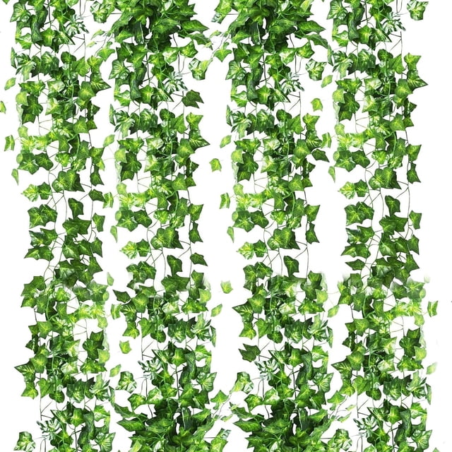 Paquete de 24 Guirnaldas de Hiedra Artificial, Guirnalda de Hiedra Falsa de 168 Pies para Oficina, Cocina, Jardín, Decoración de Pared de Fiesta 24 Piezas de Hiedra Artificial