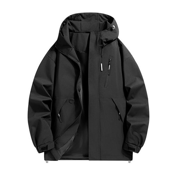 Tiweut Womens Casual Outdoor Jackets Lightweight Windproof Coat Long Sleeve Hooded Versatile Waterproof Hiking Camping Outdoor Clothes Black,L