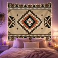 thumbnail image 2 of Geometric Medallion on Beige Background, Cozy Folk Art for Southwestern Decor Lovers, Tribal Pattern Wall Art, Housewarming Gift, Tapestry Wall Hanging for Living Room and Bedroom, 2 of 7