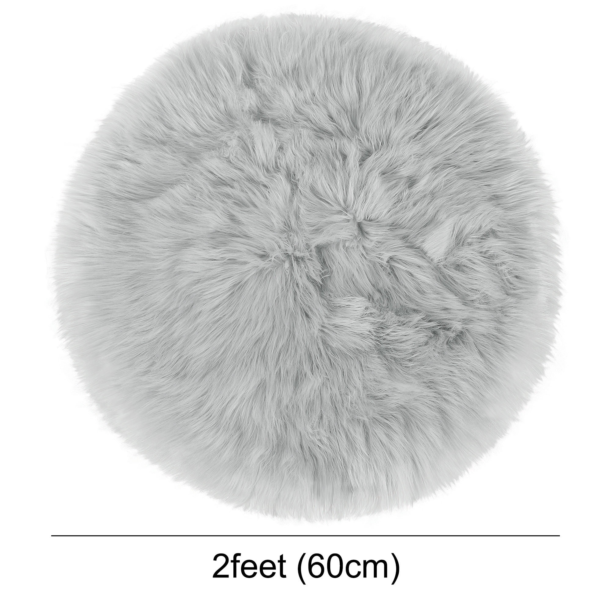 Unique Bargains Artificial Animal Wool Soft Faux Fur Sheepskin Plush Area Rug Light Gray 2x2 Feet Round