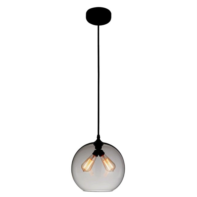 2 Light Down Mini Pendant with Transparent Smoke finish