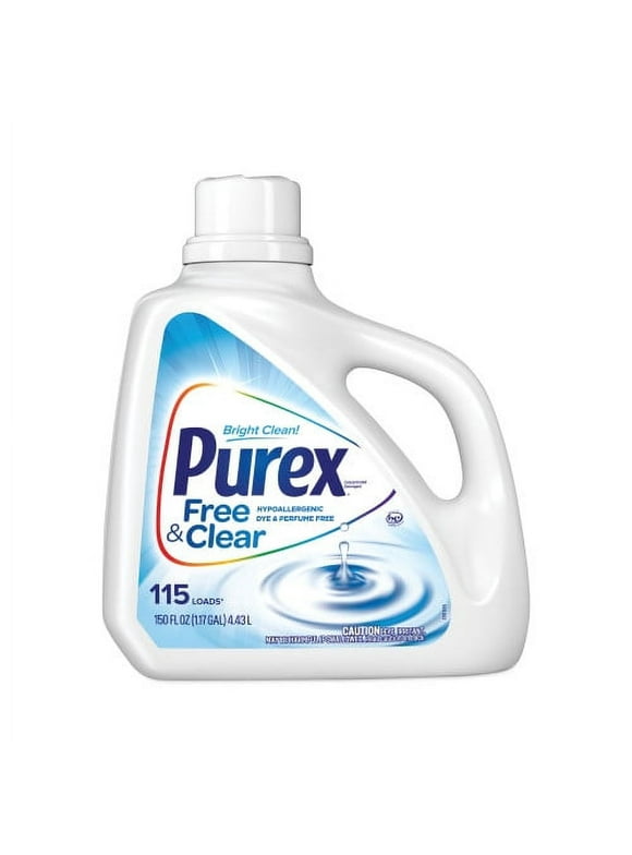 Purex Free and Clear Liquid Laundry Detergent, Unscented, 150 oz Bottle, Each