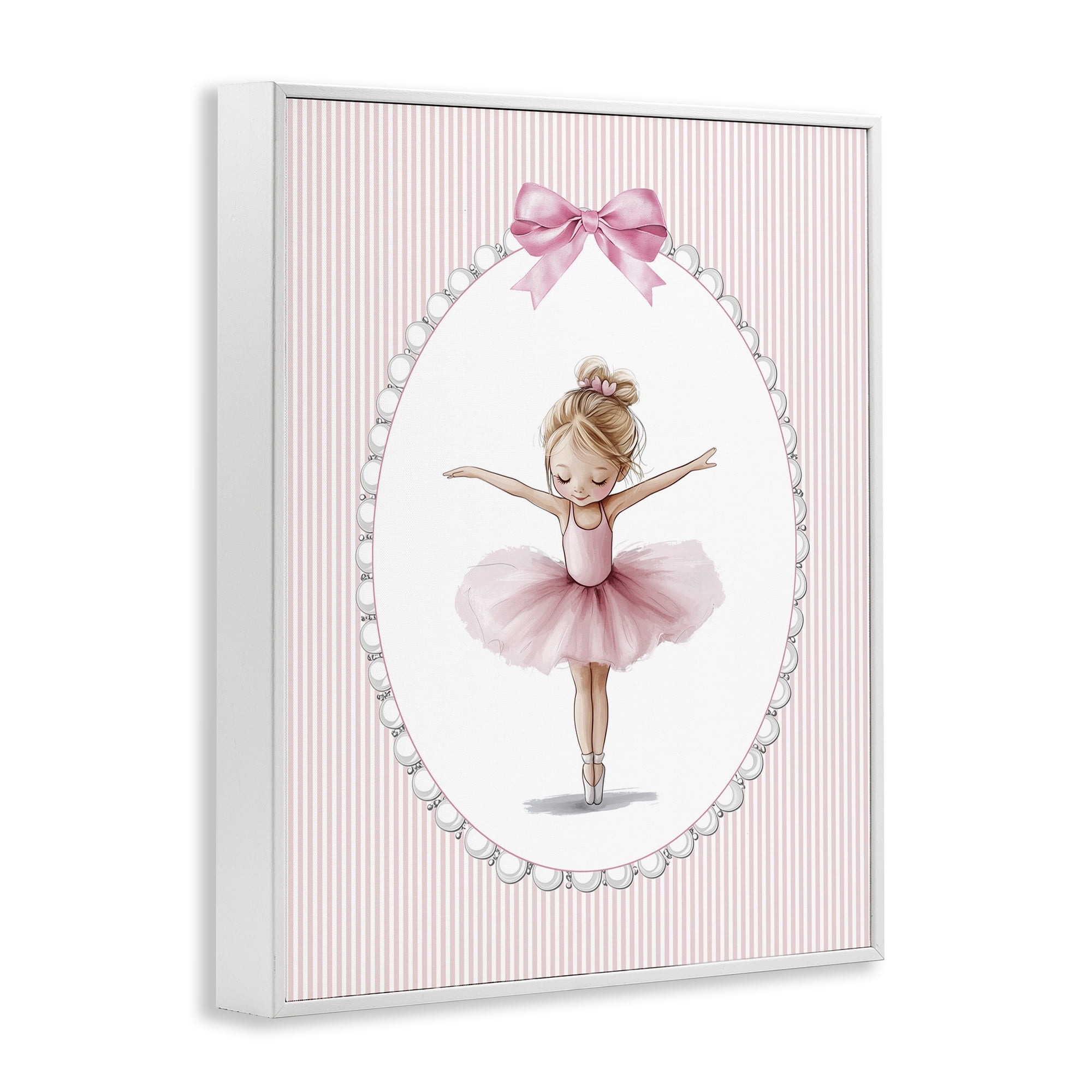 Stupell Industries Dancing Pink Ballerina White Framed Giclee Art, design by Christine Simpson Art