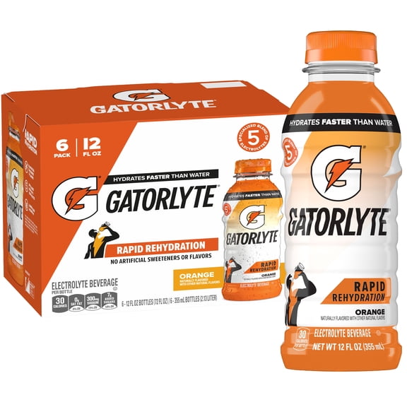 Gatorade Gatorlyte Orange Flavor Electrolyte Beverage, 12 fl oz 6 count
