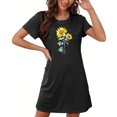 thumbnail image 4 of HomeGardon Women's Sleepwear Nightgowns for Women,Fashion Print Medium Length Dress Oversized Short Nightgown Fashion Chest Print Short Sleeve Nightdress,S-XXL, 4 of 5