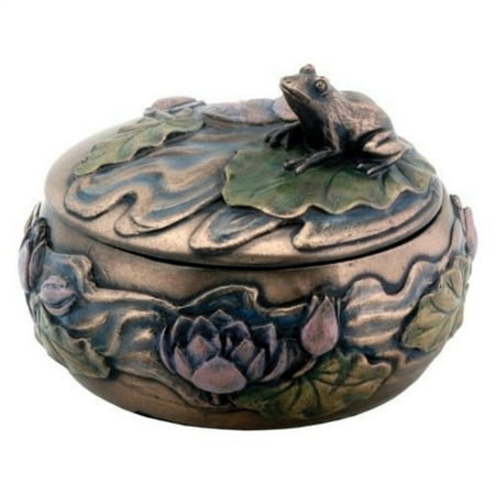 - Frog Sitting on Lily Decoration Art Nouveau Design Jewelry Box