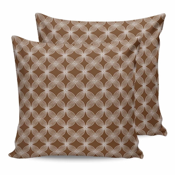 Pillow Covers 16x16 Set of 2, Brown Abstract Throw Pillow Covers Decorative Couch Cushion Cover, Contemporary Modern Geometric Art Microfiber Soft Square Pillowcases for Bedroom Living Room Sofa