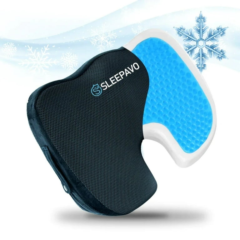 Sleepavo Gel Seat Cushion - Seat Cushions for Office Chairs for Sciatica  Pain Relief - Car Seat Cushion - Tailbone Pain Relief Cushion (Black) 