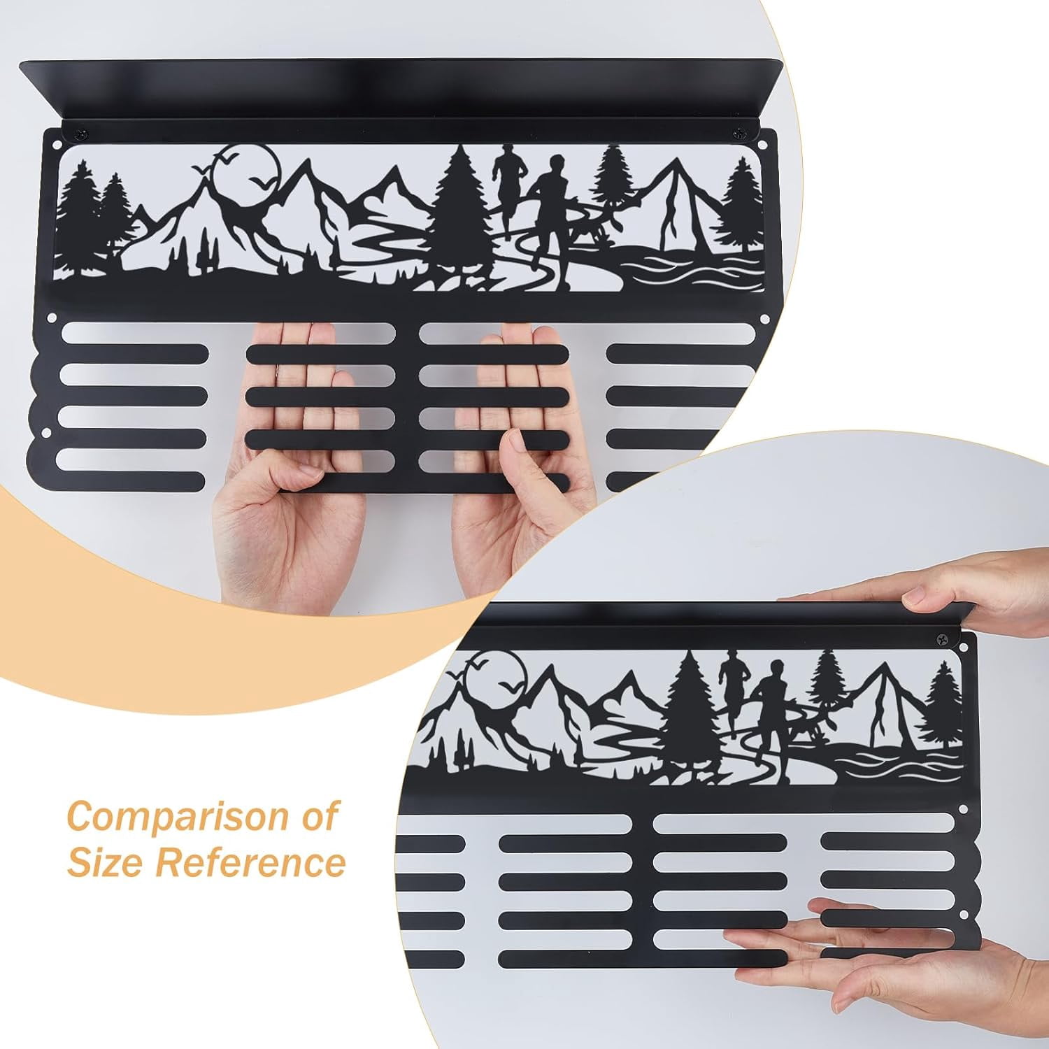 Running Medal Trophy Hanger Rack Mountain Run Medal Holder Display with Trophy Shelf Metal Medal Hanger Display with Shelf Stand for Running Awards Storage Athletes Gifts
