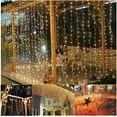 thumbnail image 2 of LINLIN Solar Curtain String Lights Outdoor,Waterproof 300LED Fairy Copper Wire Light Window Lights Twinkle Solar Lights 8 Modes Wedding Party Home Garden Bedroom Wall Decorations, 2 of 8