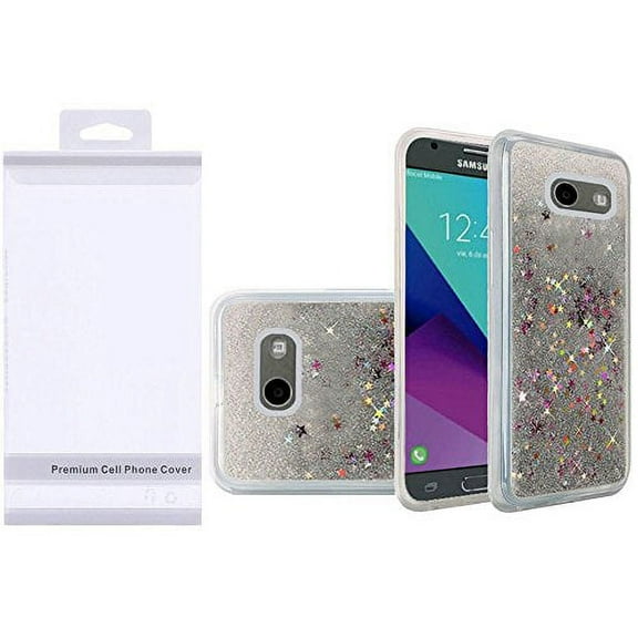 GSA Liquid Glitter Candy Silver Case For Samsung Galaxy J3 (2017), J327, Emerge, Prime