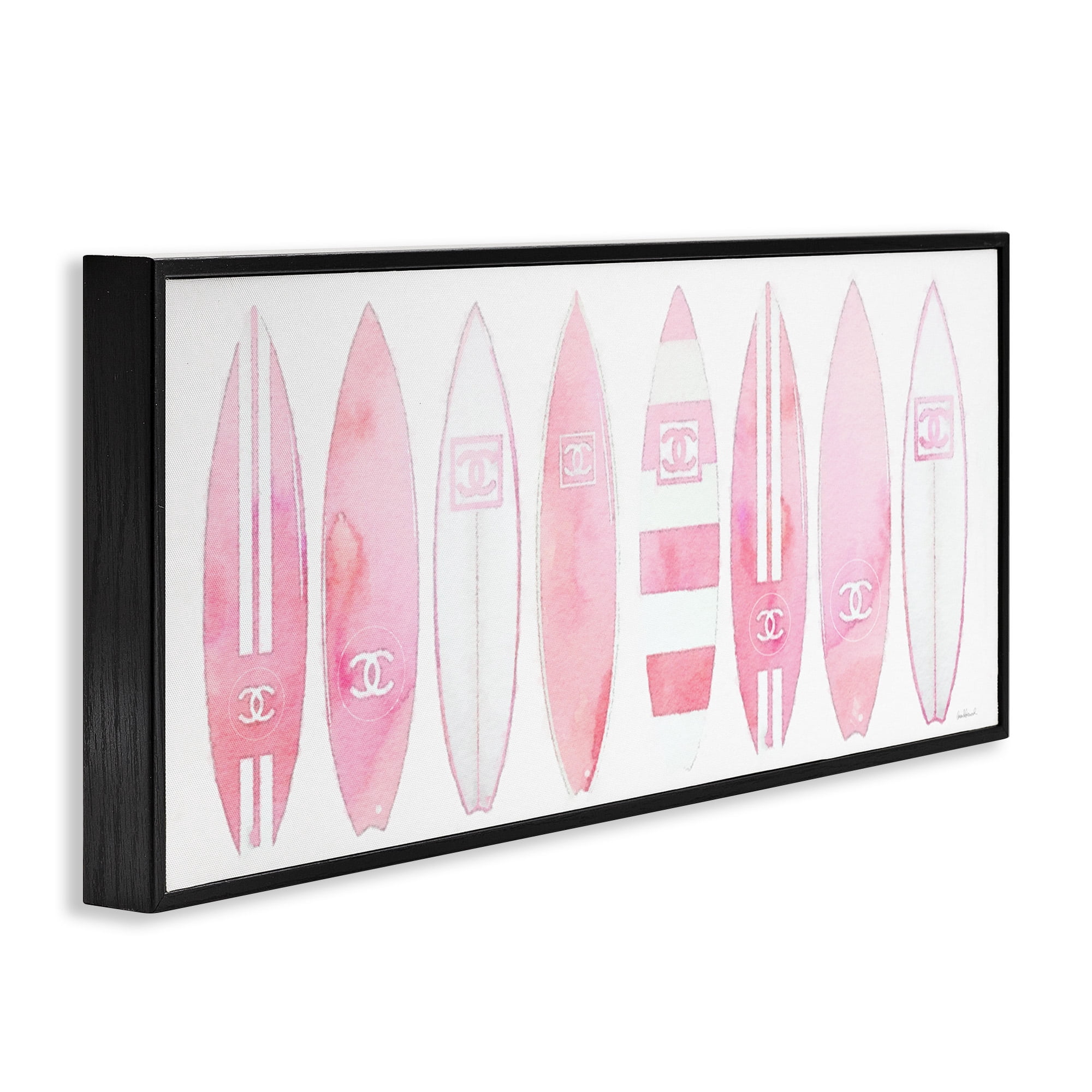Stupell Industries Nautical Glam Fashion Surfboards Beauty & Fashion Painting Black Framed Art Print Wall Art, 24 x 10