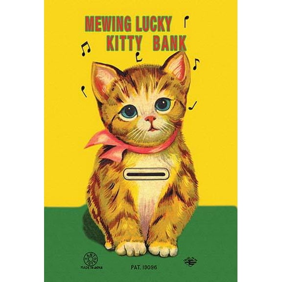 Mewing Lucky Kitty Bank- Fine Art Canvas Print (20" x 30")