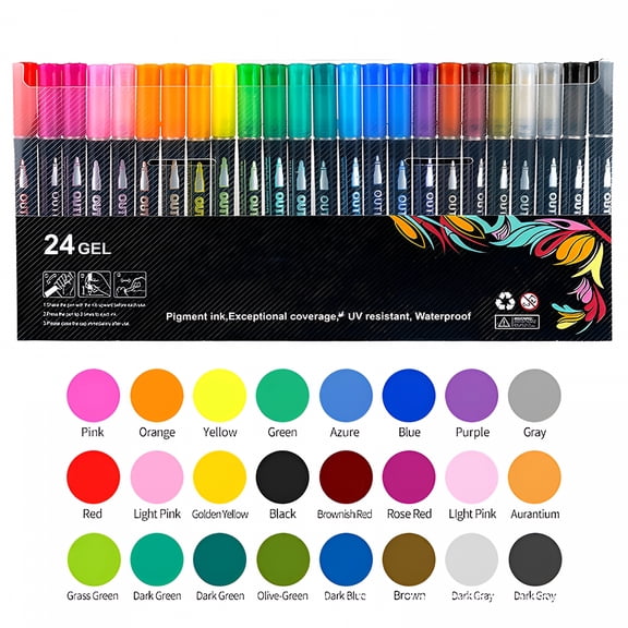 CCOCC Double Line Outline Markers, 24 Colors Outline Marker Pen Set, Self Outline Metallic Markers Glitter Writing Drawing Pens for Birthday Greeting Card, Doodling