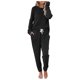 thumbnail image 1 of Gibobby Pijama para mujer invierno Conjunto de dos piezas para mujer, conjunto de pantalones superiores de color sólido degradado, conjunto informal deportivo(Negro,M), 1 of 5