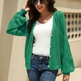 thumbnail image 7 of Knit Sweater Cardigan for Women with Button Long Sleeve V Neck Casual Spring Fall Coat Outerwear Jacket Blouses (S, Green), 7 of 7