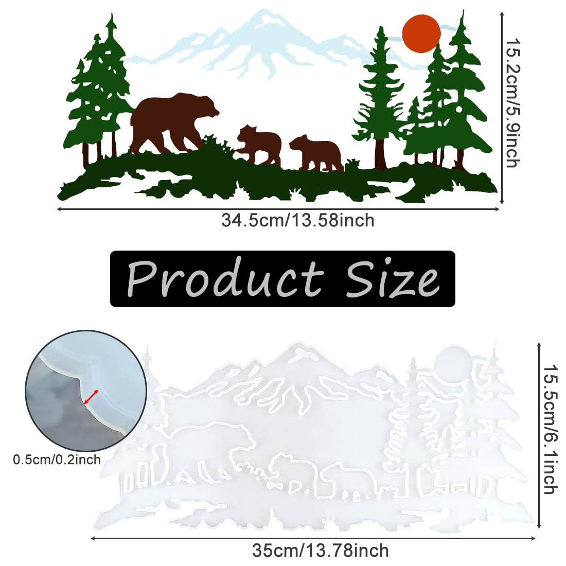 Bear's Family Epoxy Casting Mold for Wall Hanging Mount Decor, DIY Door Art Home Party Unique Decoration, Resin Silicone Mold