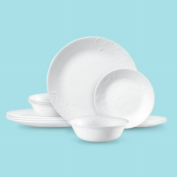 Corelle Madeline Embossed 12-Piece Glass Dinnerware Set (Service for 4), Corelle® 12pc Madeline Set