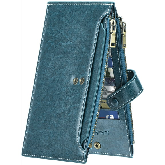 KIVDIT Wallets for Women Large Capacity Slim Wallet RFID Blocking Credit Card Holder with Double Zipper