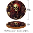 thumbnail image 3 of Skeleton Set of 6 Round Microfiber Leather Coasters, 11x11 cm/4.3x4.3 in, Stain Drink Mats for Home and Office, 3 of 6