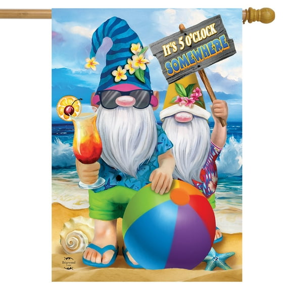 Briarwood Lane Summer Gnomes Humor House Flag
