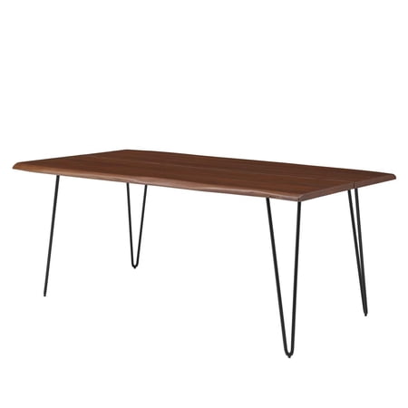 74 Inch Dining Table Brown Black Wood Rectangular Mid Century Kitchen Cafe Bistro Hospitality Restaurant Modern Contemporary HB34392