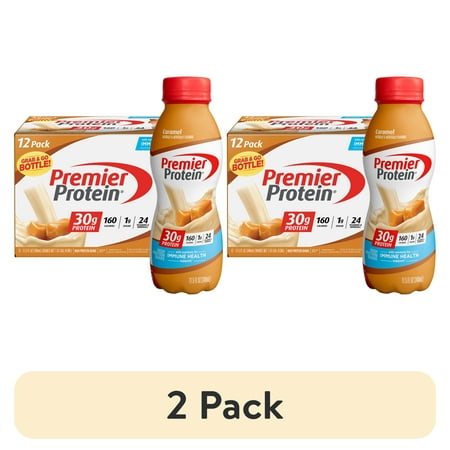 (2 pack) Premier Protein Shake, Caramel, 30g Protein, 11.5 Fl Oz, 12 Ct