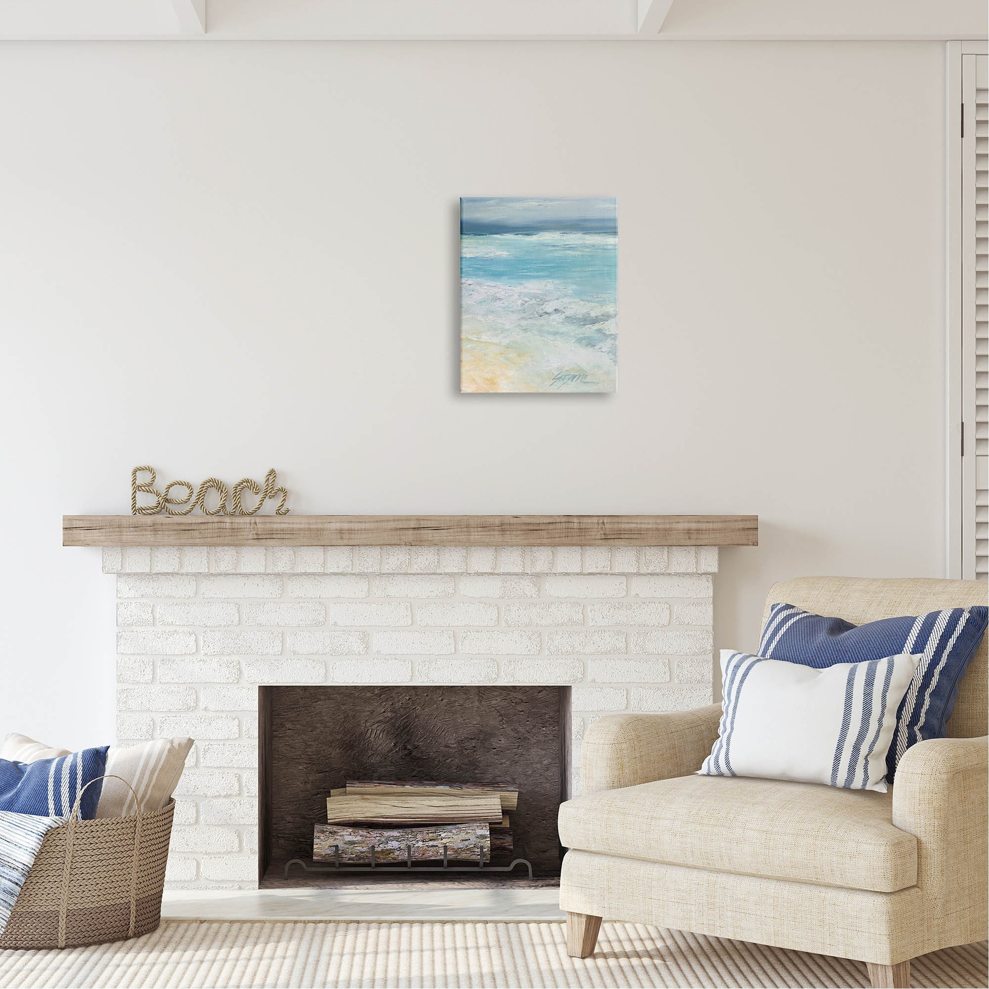 Stupell Industries Modern Beach Waves Abstract Shore Coastal Painting Gallery Wrapped Canvas Print Wall Art