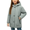 thumbnail image 3 of Xdegoge Windbreaker for Girls Boys Fleece Lined Warm Jacket Windbreaker Waterproof Jackets Stylish Solid Color Casual Hooded Coat Fall Winter Cold Resistant Outerwear with Pockets Size 5-15, 3 of 6
