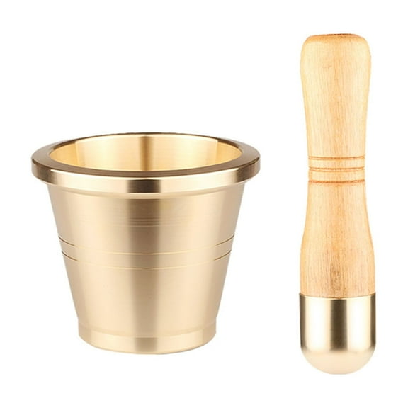 Traditional Brass Mortar and Pestle Set Spice Herb Grinder, 1 Piece, Gold