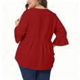 thumbnail image 5 of NominalSnug Womens Plus Size Babydoll Tops 3/4 Length Sleeve V Neck T Shirts Casual Loose Fit Blouse, 5 of 8