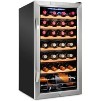 IVATION 28-Bottle Compressor Wine Cooler Refrigerator with Lock, Silver