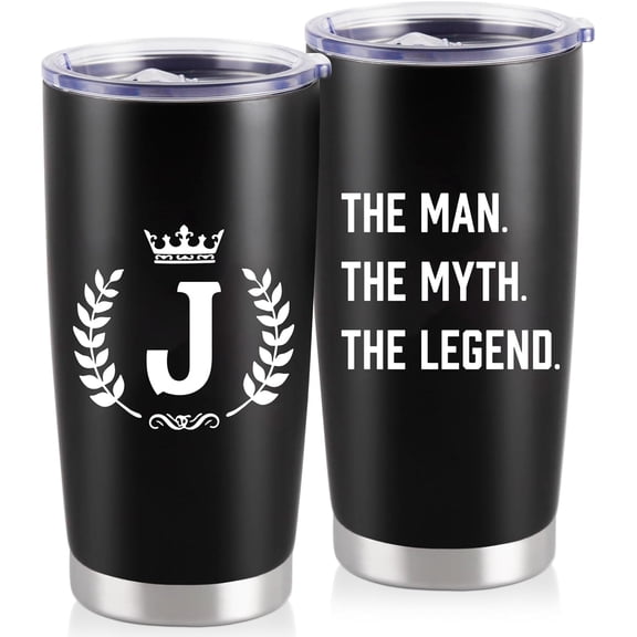 20 oz Tumbler with Lid, Personalized Gifts for Men, Insulated Coffee Tumbler for Men, Travel Coffee Mug, Birthday Christmas Gifts for Men Unique, Personalized Gifts J